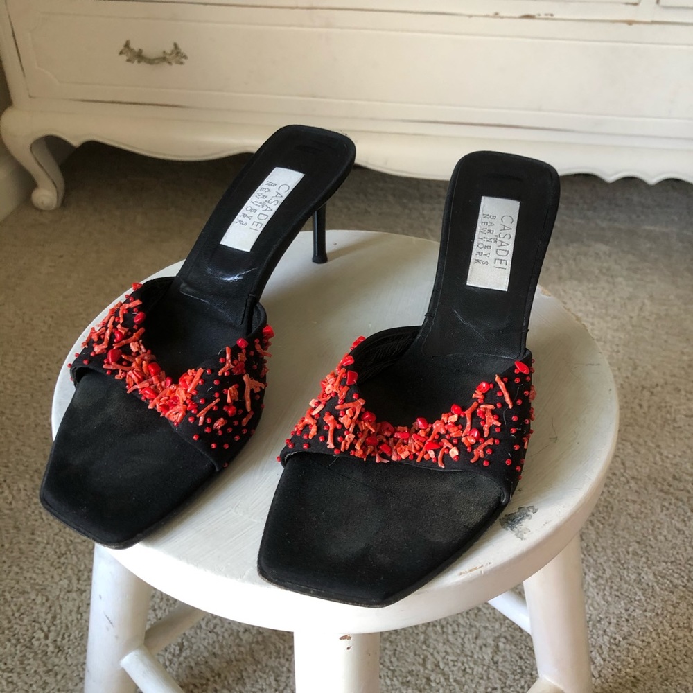 Black Sandal Kitten Heels 9 Red Casadei - Picture 3 of 8